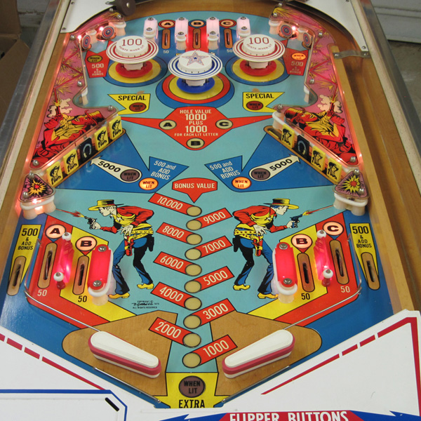 The Gottlieb Fast Draw playfield, after restoration.